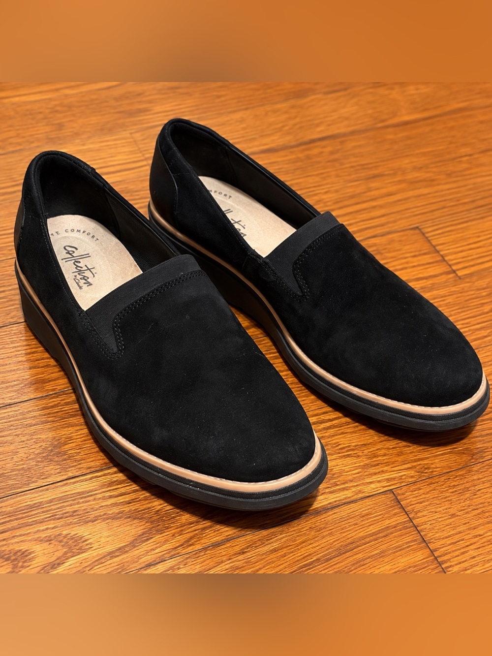 Clark’s collection Black Suede Slip-On Loafers